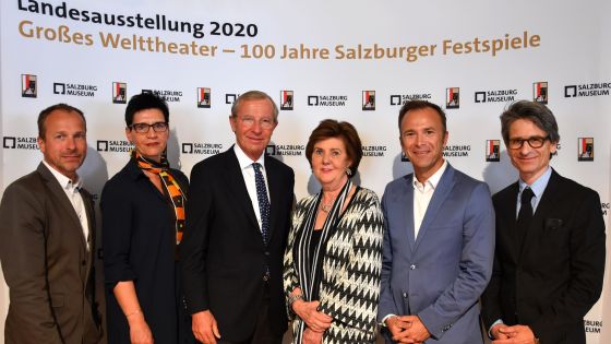 PK Landesausstellung Peter Husty, Margarethe Lasinger, Wilfried Haslauer, Helga Rabl-Stadler, Bernhard Auinger, Martin Hochleitner