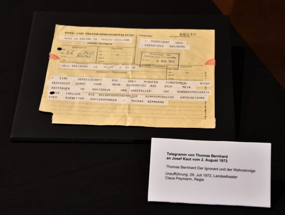 Telegramm von Thomas Bernhard Ausstellung Grosses Welttheater 100 Jahre Salzburger Festspiele