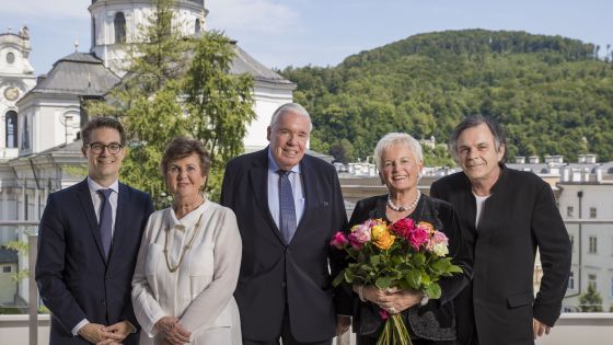 Executive Director Lukas Crepaz Helga Rabl-Stadler Klaus-Michael Kühne and Christine Kühne and Artistic Director Markus Hinterhäuser.