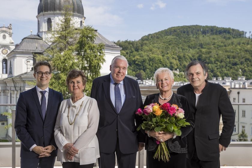 Executive Director Lukas Crepaz Helga Rabl-Stadler Klaus-Michael Kühne and Christine Kühne and Artistic Director Markus Hinterhäuser.