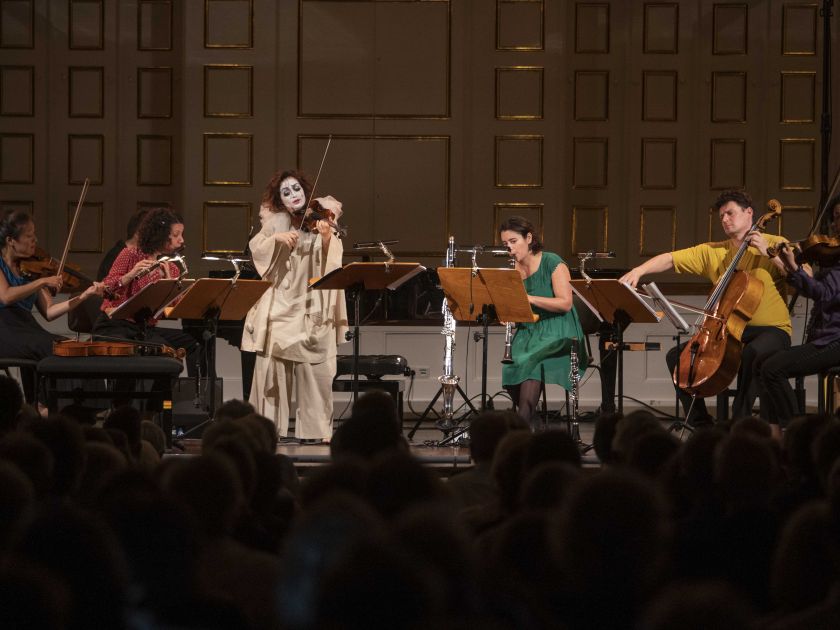 Kammerkonzert Meesun Hong Coleman Violine Viola Júlia Gállego Flöte Piccolo Patricia Kopatchinskaja Sprechgesang Violine Iris Zerdoud Klarinette Bassklarinette Thomas Kaufmann Violoncello Patrizia Messana Viola