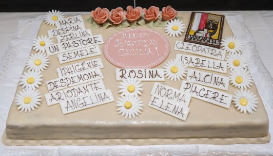 Launch Party Il barbiere di Siviglia whitsun festival Birthday cake for Cecilia Bartoli