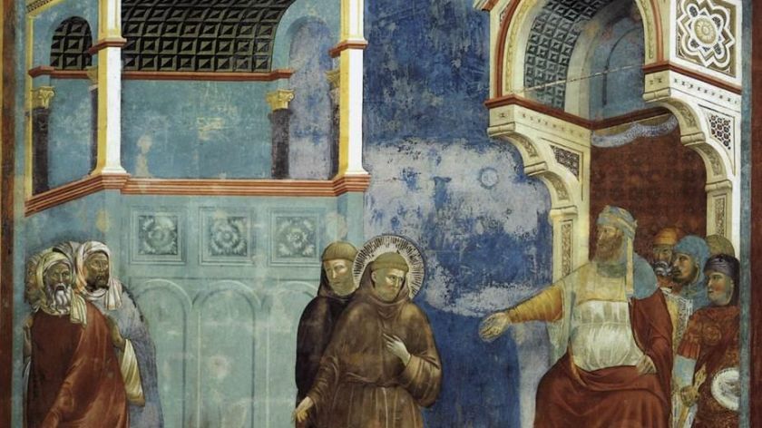 Giotto di Bondone St Francis before the Sultan Trial by Fire