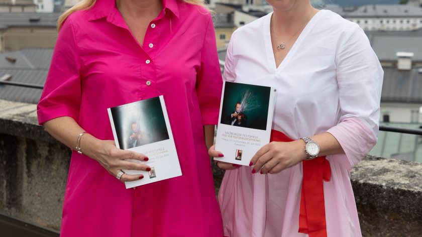 PK Fest zur Festspieleröffnung Präsidentin Salzburger Festspiele Dr Kristina Hammer und Dr Renate Stelzl Fest Organisatorin